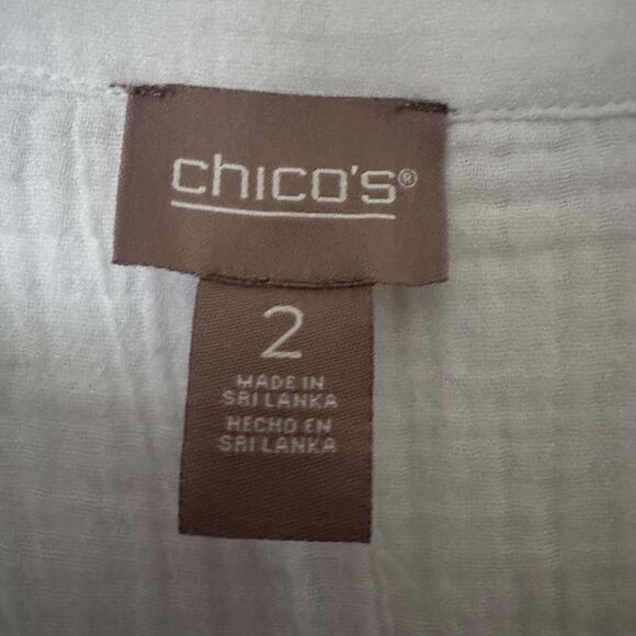 Chico’s 100% Cotton Gauze White Tiered V-Neck Midi Dress NWT - Picture 7 of 7